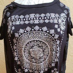 Vocal, Black, Sheer back, bedazzled, crystal. Size L